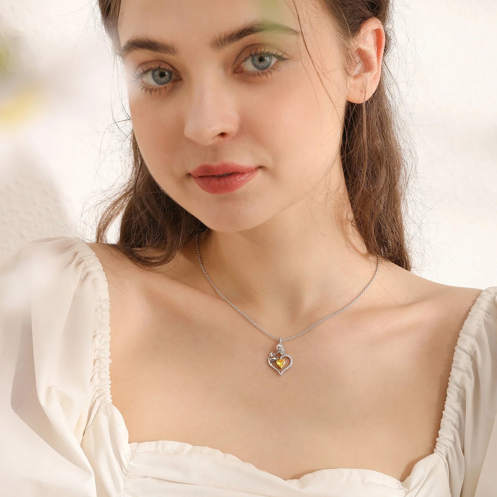 925 Sterling Silver Birthstone Necklace Rose Flower Heart Pendant Jewelry Christmas Valentines Mother'S Day Gifts for Women Mom Wife/Lover