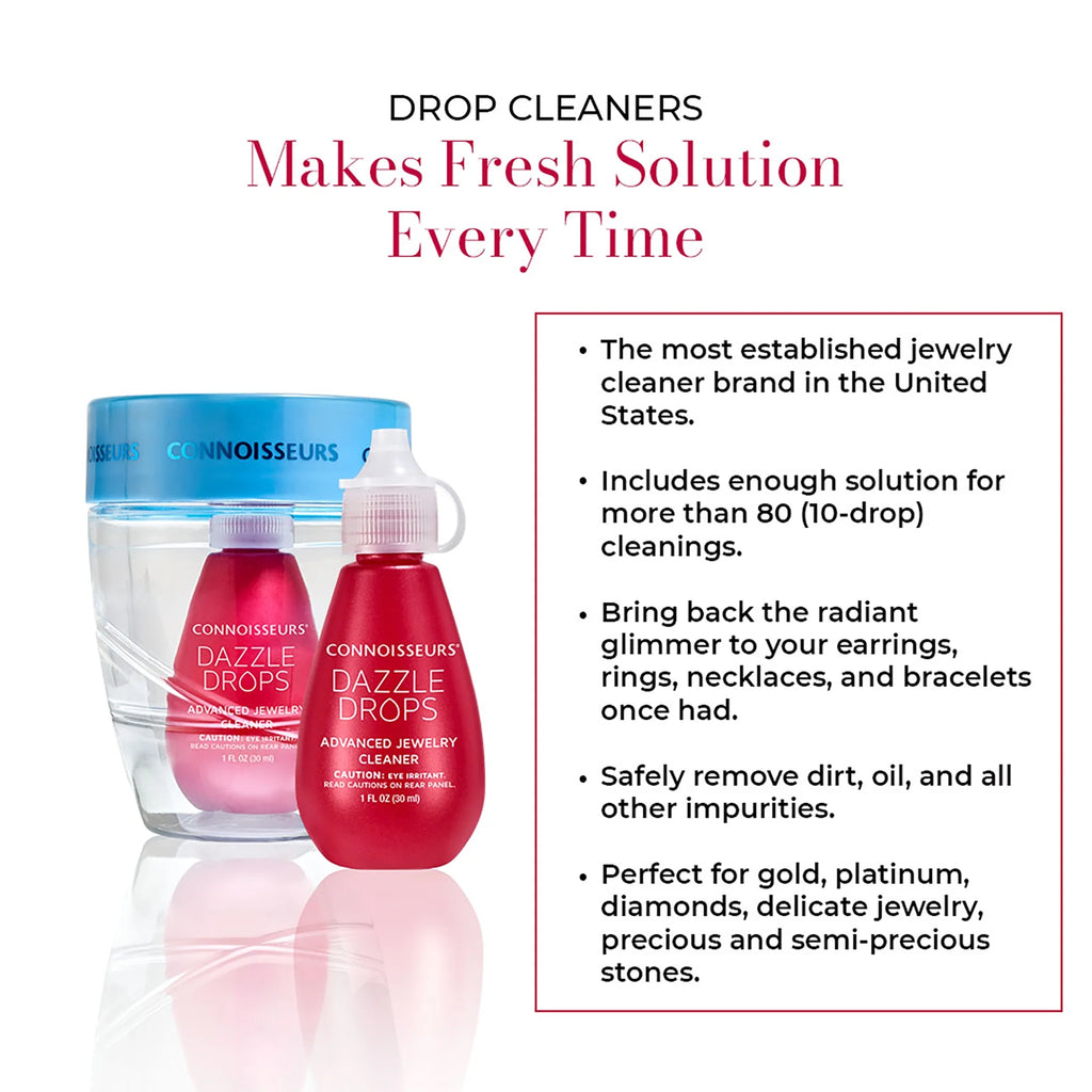 Dazzle Drops Advanced Jewelry Cleaner Kit for Gold, Platinum, Diamonds, and Gemstones