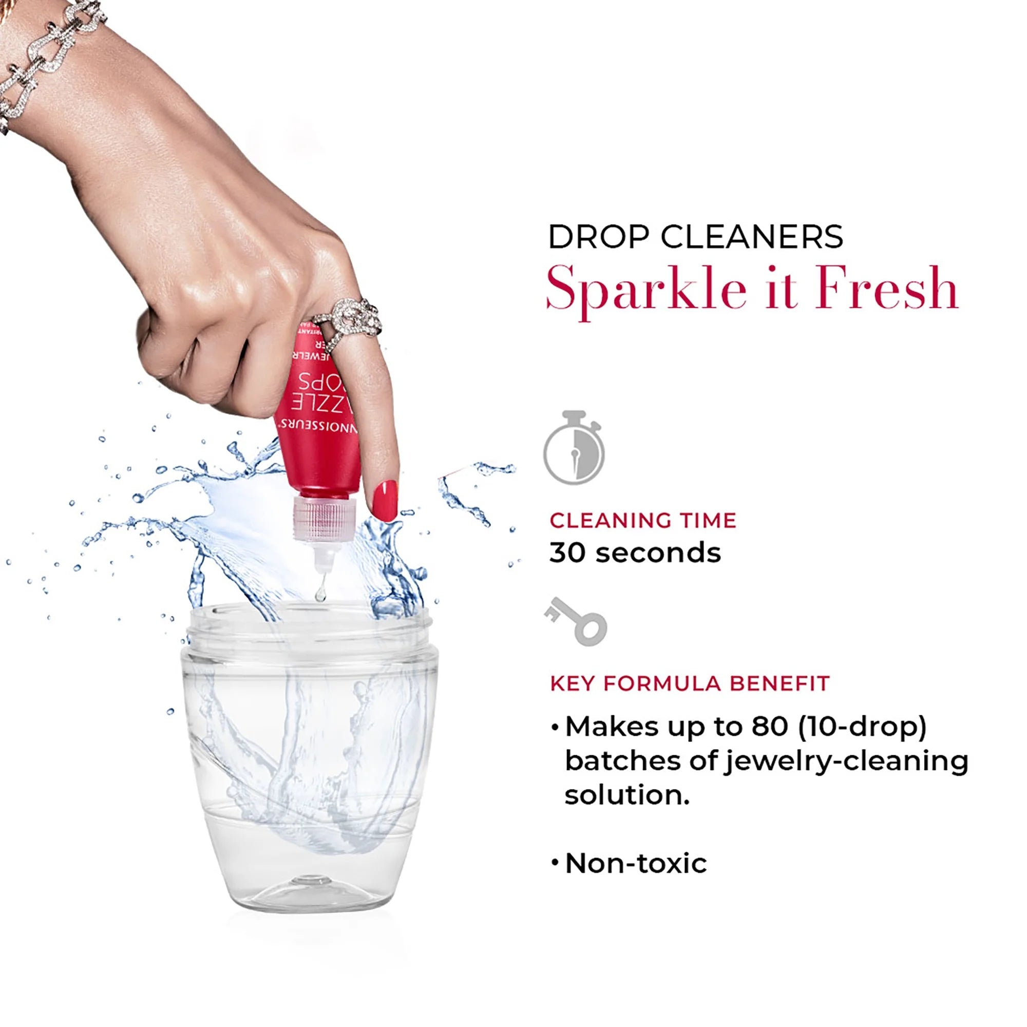 Dazzle Drops Advanced Jewelry Cleaner Kit for Gold, Platinum, Diamonds, and Gemstones