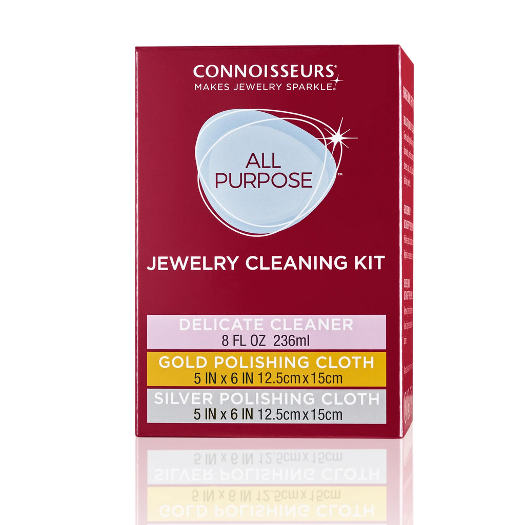 All-Purpose Jewelry Cleaning Kit with Cleaner Solution and Polishing Cloths
